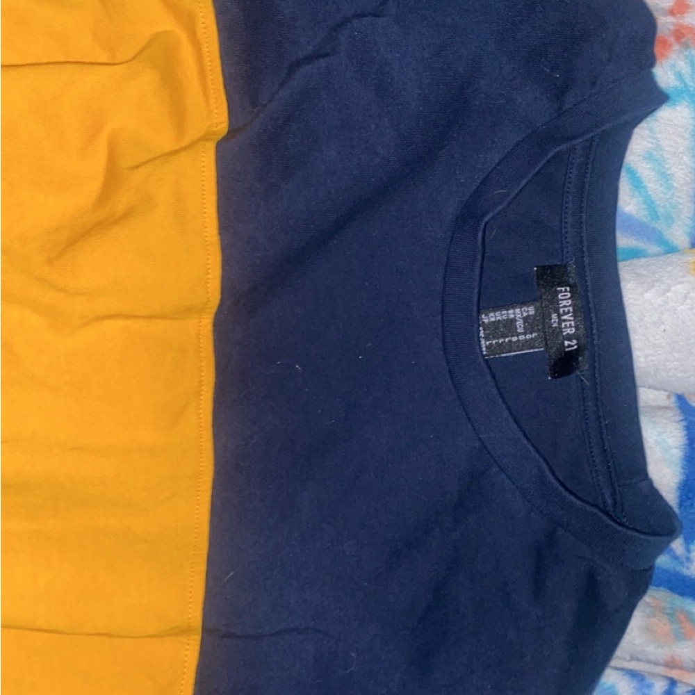 Forever 21 navy blue and yellow mens tshirt